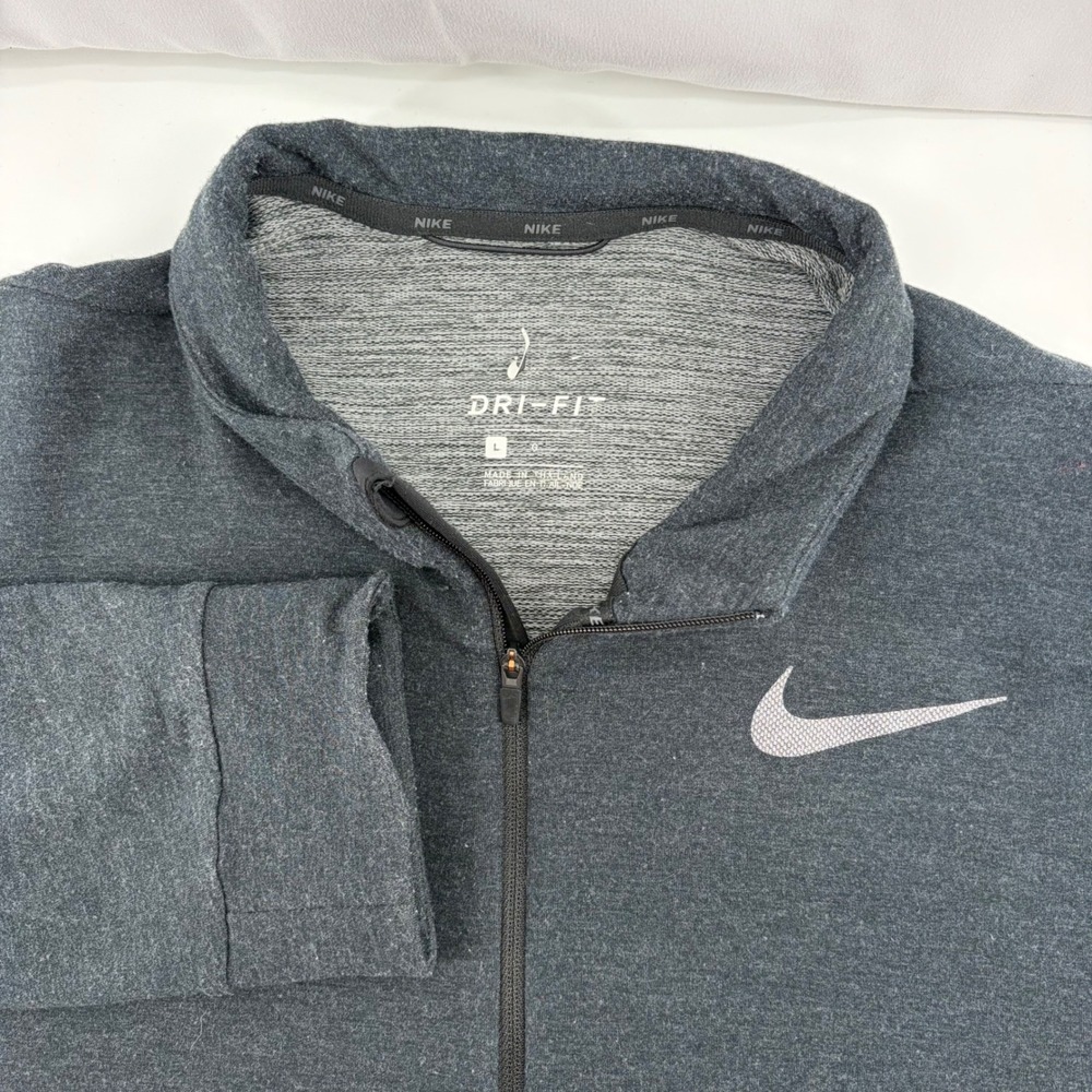 Nike Mens Dri-FIT Quarter Zip Pullover Charcoal Heather Gray 885412-010 L